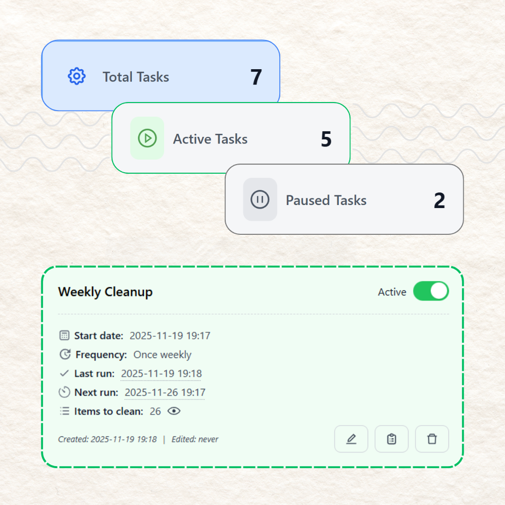 Automated cleanup interface