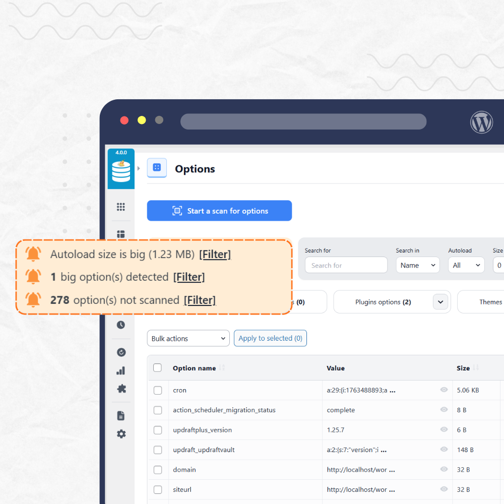 Options cleanup screenshot
