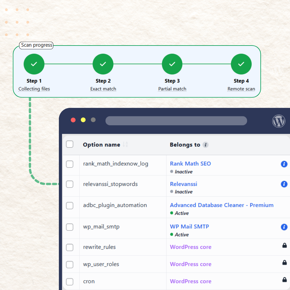 Advanced orphaned items scan interface